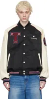 Tommy Jeans Black & White Varsity Bomber Jacket In Black