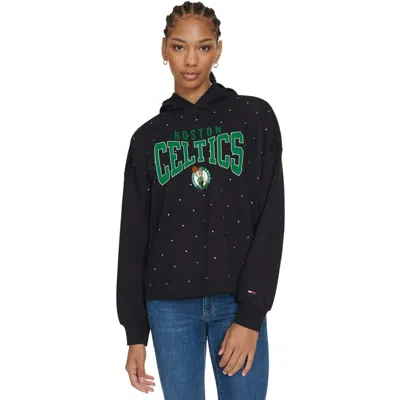 Tommy Jeans Black Boston Celtics Stella Cropped Pullover Hoodie In Green