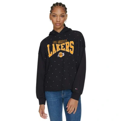 Tommy Jeans Black Los Angeles Lakers Stella Cropped Pullover Hoodie