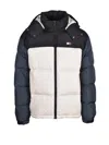 Tommy Jeans Black/white Polyester Down Men's Two-tone Jacket In Multi