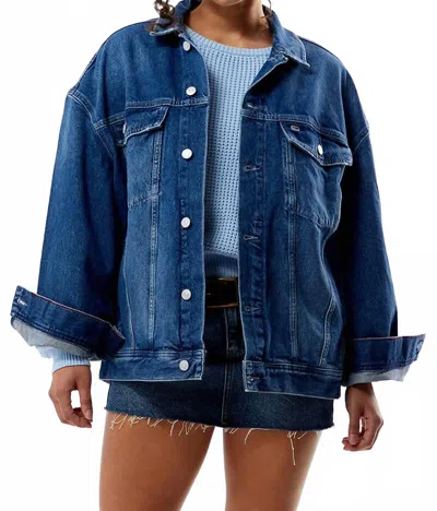 Tommy Jeans Blue Daisy Oversized Flag Jacket In Denim Medium In Multi