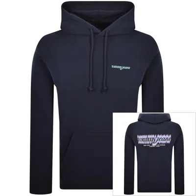 Tommy Jeans Blur Script Hoodie Navy In Blue