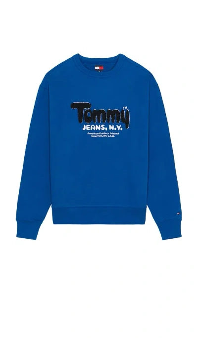 Tommy Jeans Boucle Crew Neck Sweatshirt In Blue