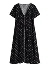 Tommy Jeans Button Floral Midi Dress In Black