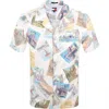 Tommy Jeans Camp Collar Shirt Ecru In Multi