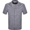 Tommy Jeans Camp Shirt Navy In Gray