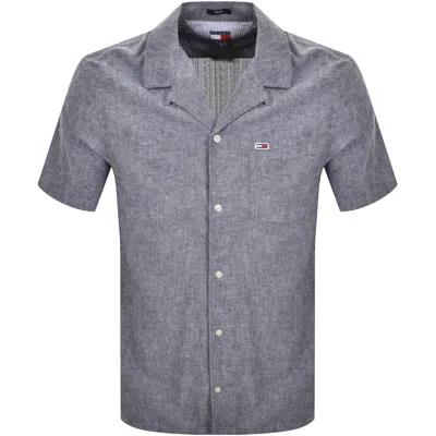 Tommy Jeans Camp Shirt Navy In Blue