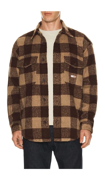 Tommy Jeans Check Overshirt In Rich Brown & Buffalo Check