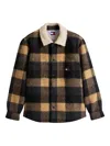 Tommy Jeans Check Sherpa Collar Jacket In Black