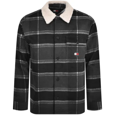 Tommy Jeans Check Sherpa Overshirt Black