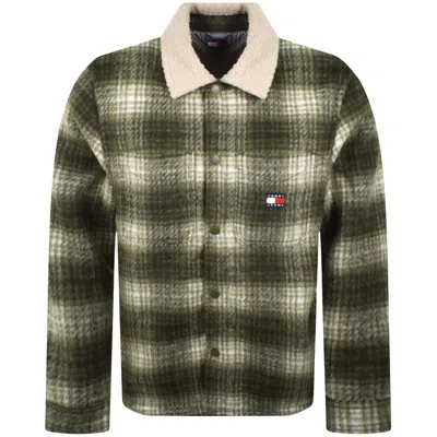 Tommy Jeans Check Teddy Overshirt Green