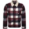 Tommy Jeans Check Teddy Overshirt Navy In Multi