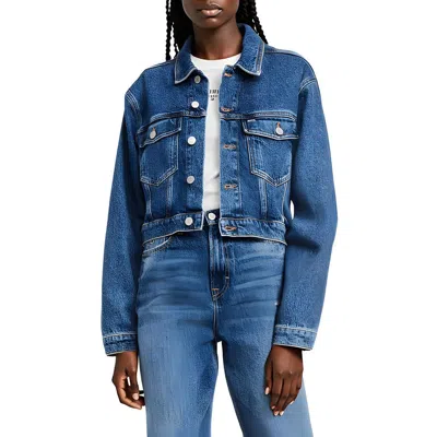 Tommy Jeans Claire Cropped Denim Jacket Womens Pocket Denim Denim Jacket