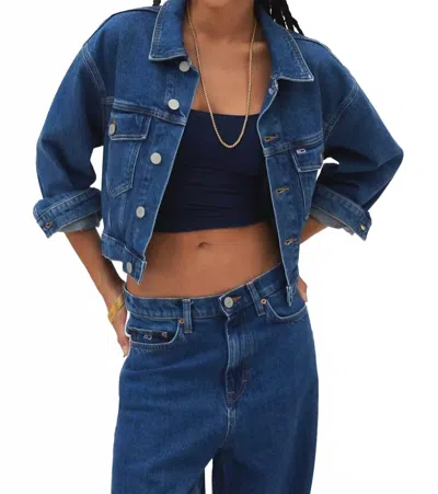 Tommy Jeans Claire Cropped Jacket In Denim Medium In Blue