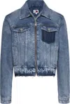 Tommy Jeans Cropped Slim Fit Denim Jacket In Blu Blu E Verdi