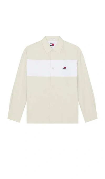 Tommy Jeans Colourblock Nylon Overshirt In 白报纸色