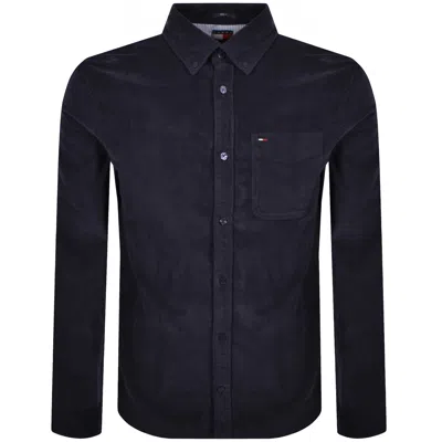 Tommy Jeans Corduroy Shirt Navy In Black