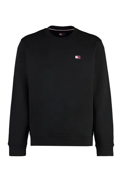 Tommy Jeans Cotton Crew-neck Sweatshirt In Black