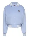 Tommy Jeans Cropped Bomber Jacket With Semi-spread Collar In Blue