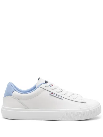 Tommy Jeans Cupsole Leather Sneakers In White
