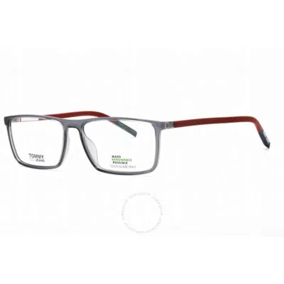 Tommy Jeans Demo Rectangular Men's Eyeglasses Tj 0019 0kb7 56 In Red