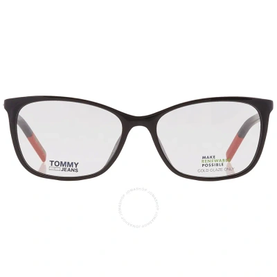 Tommy Jeans Demo Rectangular Unisex Eyeglasses Tj 0020 0807 54 In Black