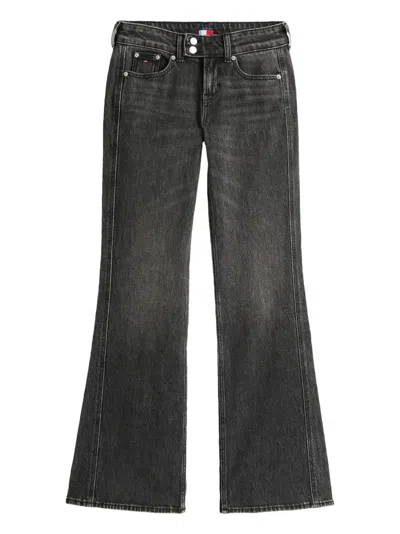Tommy Jeans Double-button Flared Jeans In Black