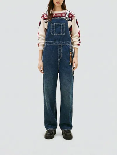 Tommy Jeans Dungaree  Woman Color Denim In Blue