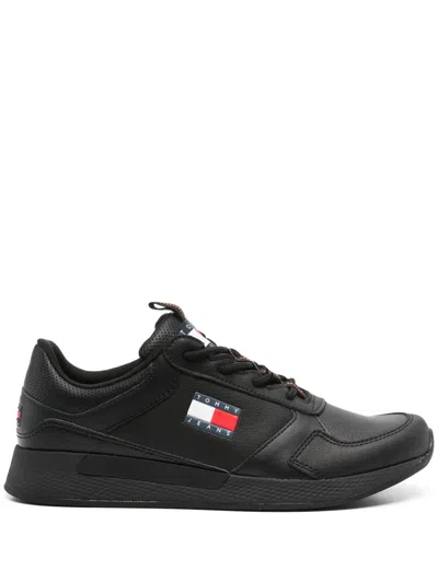 Tommy Jeans Embossed-logo Sneakers In Black