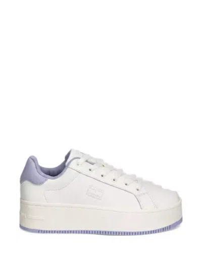 Tommy Jeans Essential Platform Leather Sneakers In White