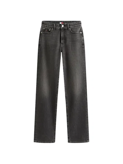 Tommy Jeans Faded-effect Straight-leg Jeans In Black