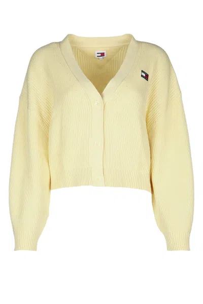 Tommy Jeans Cropped Cardigan In Yellow