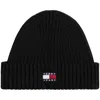 Tommy Jeans Flag Beanie Hat Black In Black