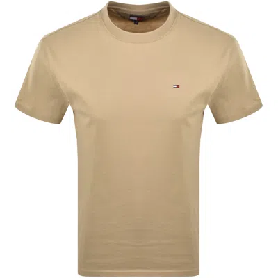 Tommy Jeans Flag Logo T Shirt Beige In Brown