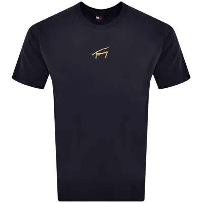 Tommy Jeans Gold Signature T Shirt Navy