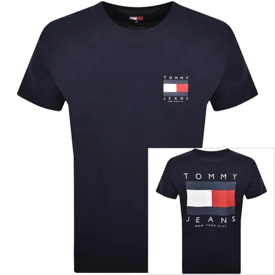 Tommy Jeans Graphic Backprint T Shirt Navy In Blue
