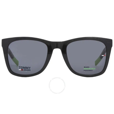 Tommy Jeans Grey Rectangular Unisex Sunglasses Tj 0040/s 07zj/ir 51 In Green / Grey