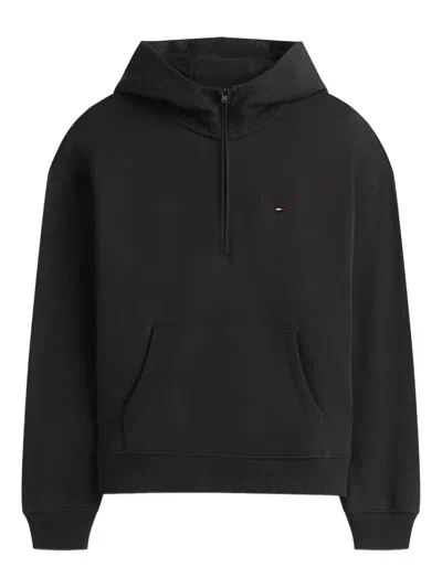 Tommy Jeans Half-zip Hoodie In Black