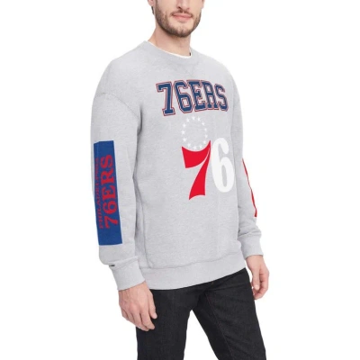Tommy Jeans Heather Gray Philadelphia 76ers Hayes Crewneck Pullover Sweatshirt