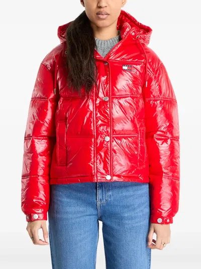 Tommy Jeans High-shine Puffer Jacket In Red