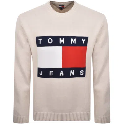 Tommy Jeans Knit Jumper Cream In Multi