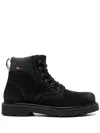 Tommy Jeans Lace-up Suede Ankle Boots In Schwarz