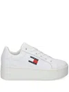 Tommy Jeans Leather Flatform Sneakers In White