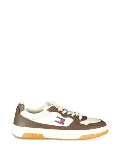 Tommy Jeans Leather Logo Sneakers In White