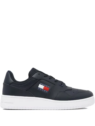 Tommy Jeans Leather Sneakers In Blue