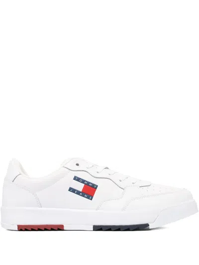 Tommy Jeans Leather Sneakers In White