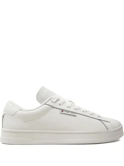 Tommy Jeans Leather Sneakers In Black