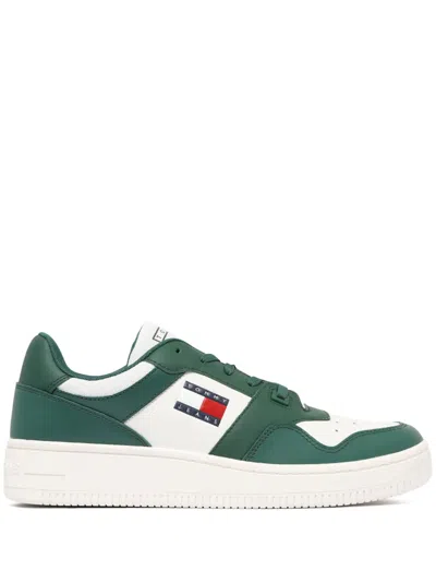 Tommy Jeans Leather Sneakers In Green