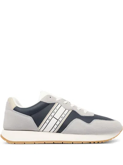 Tommy Jeans Leather Sneakers In Gray