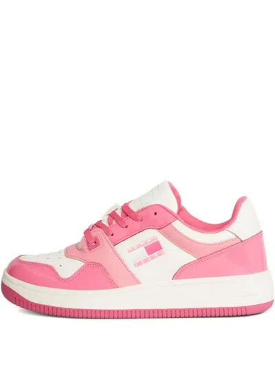 Tommy Jeans Leather Sneakers In Pink